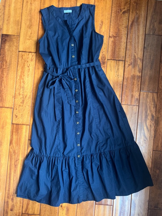 Calvin Klein Dresses & Skirts - Calvin Klein Navy Blue Sleeveless Button-Front Midi Dress 100% Cotton w/ pockets